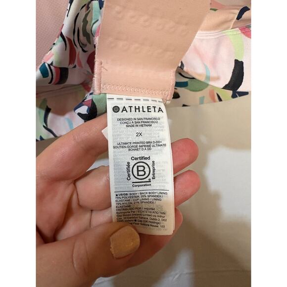 Athleta Plus Size 2X Floral Sports Bra Adjustable Activewear Razorback - Picture 10 of 10